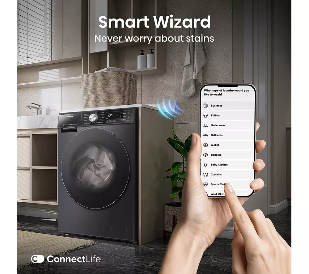 HISENSE 5S Series Auto Dosing WD5S1045BB WiFi-enabled 10.5 kg Washer Dryer - Black