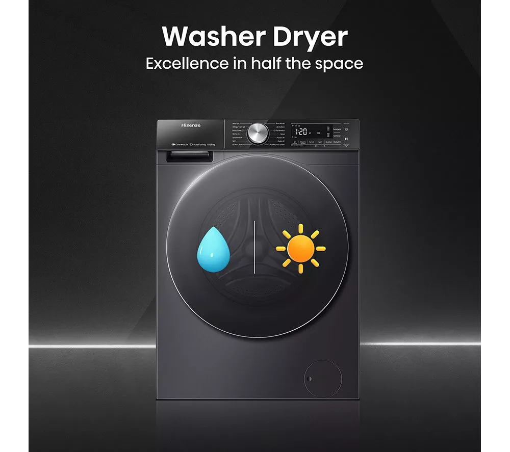 HISENSE 5S Series Auto Dosing WD5S1045BB WiFi-enabled 10.5 kg Washer Dryer - Black