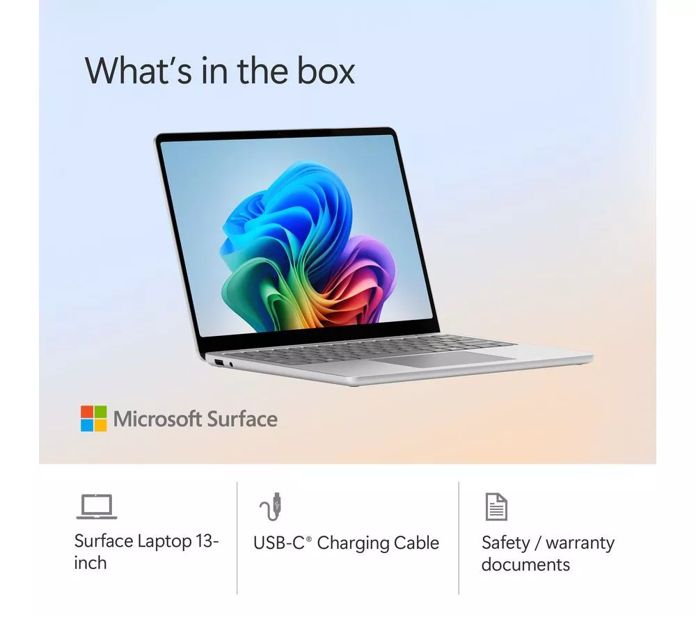 MICROSOFT 13" Surface Laptop, Copilot+ PC - Snapdragon X Plus, 256 GB SSD, Platinum