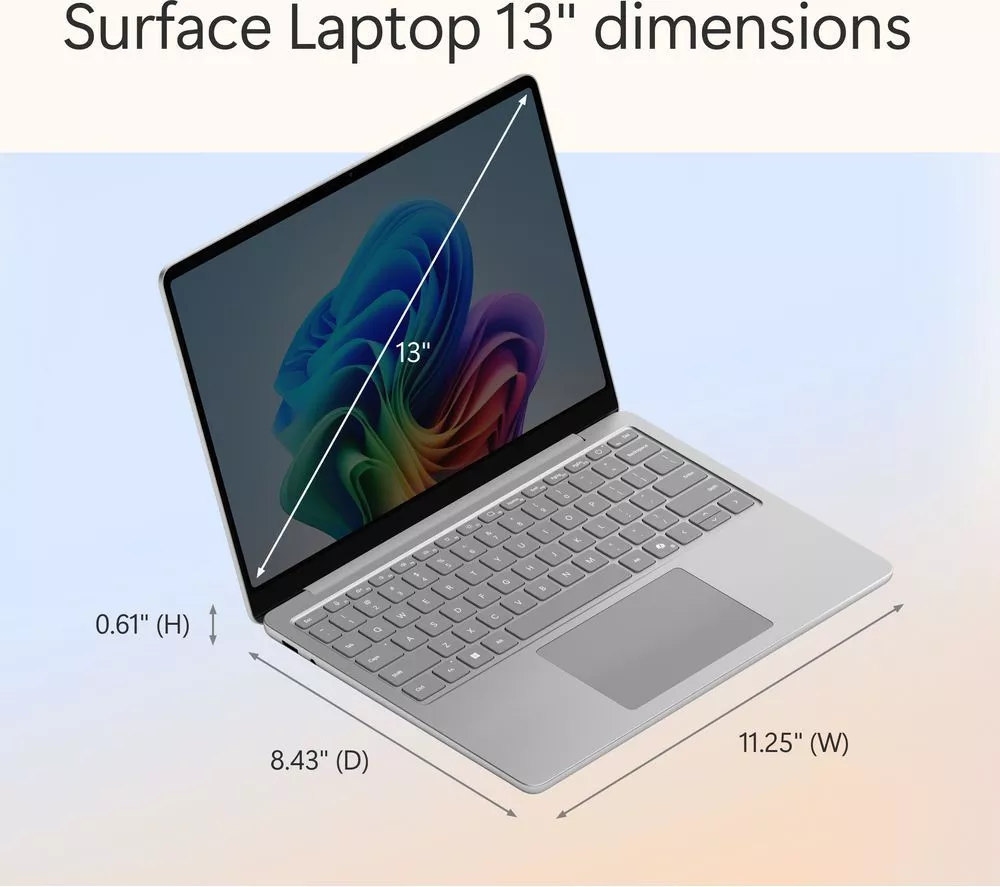 MICROSOFT 13" Surface Laptop, Copilot+ PC - Snapdragon X Plus, 256 GB SSD, Platinum