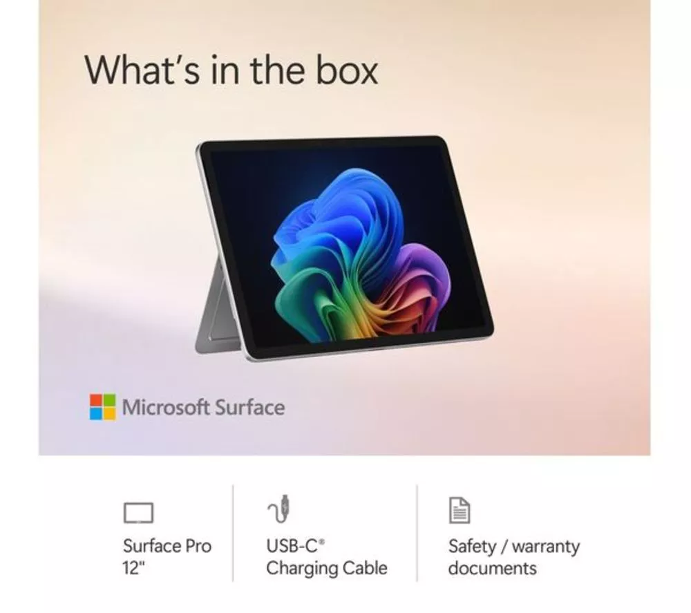 MICROSOFT 12" Surface Pro, Copilot+ PC - Snapdragon X Plus, 512 GB SSD, Platinum