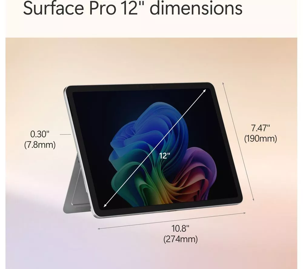 MICROSOFT 12" Surface Pro, Copilot+ PC - Snapdragon X Plus, 256 GB SSD, Platinum