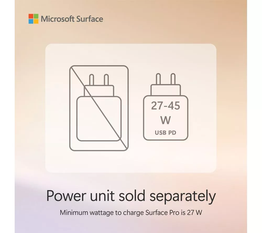 MICROSOFT 12" Surface Pro, Copilot+ PC - Snapdragon X Plus, 256 GB SSD, Platinum