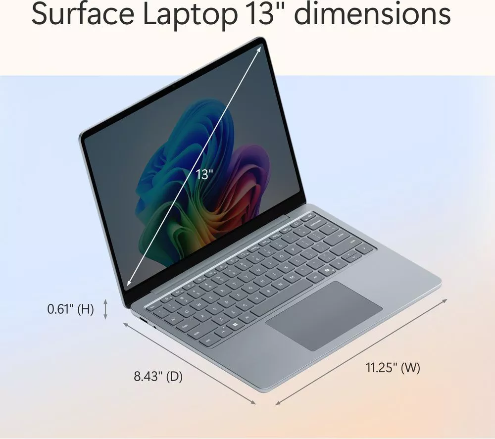 MICROSOFT 13" Surface Laptop, Copilot+ PC - Snapdragon X Plus, 512 GB SSD, Ocean