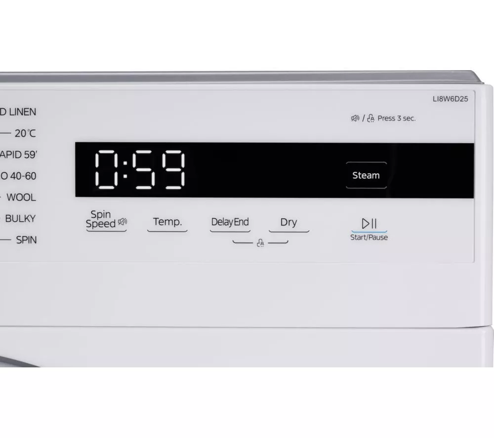 LOGIK LI8W6D25 Integrated 8 kg Washer Dryer - White