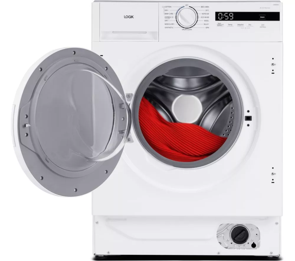 LOGIK LI8W6D25 Integrated 8 kg Washer Dryer - White