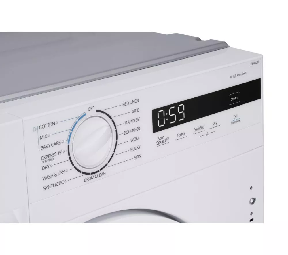 LOGIK LI8W6D25 Integrated 8 kg Washer Dryer - White