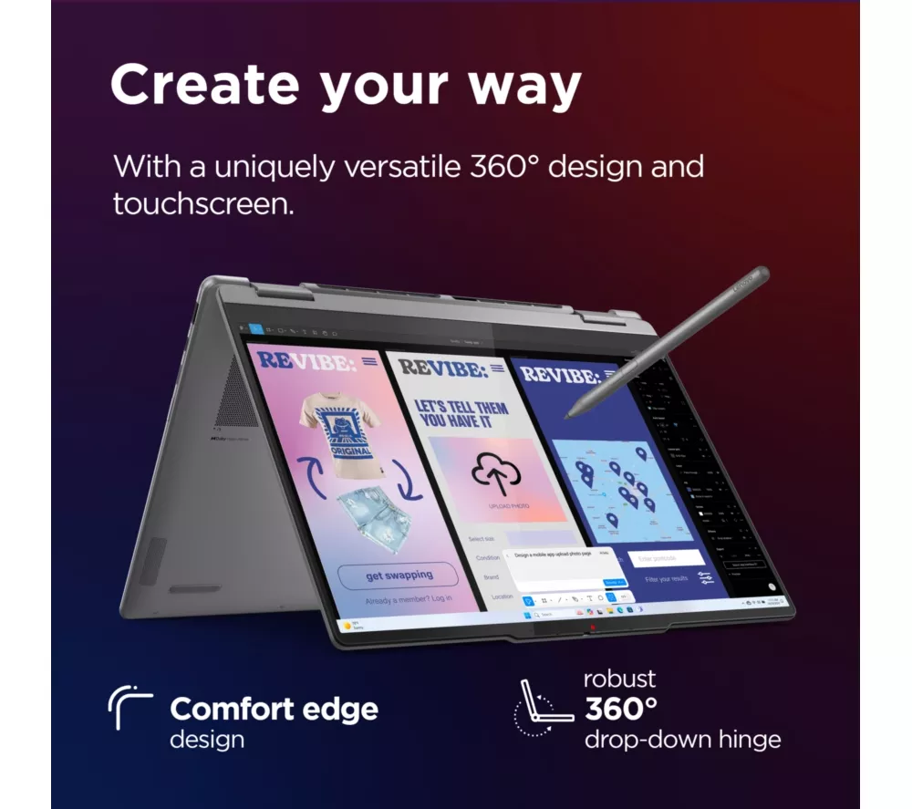 LENOVO Yoga 7 16" 2 in 1 Laptop, Copilot+ PC - Intel® Core™ Ultra 7, 1 TB SSD, Luna Grey