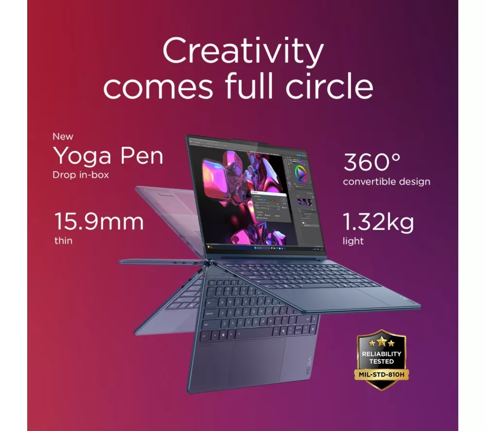 LENOVO Yoga 9 Aura Edition 14" 2 in 1 Laptop, Copilot+ PC - Intel® Core™ Ultra 7, 1 TB SSD, Cosmic Blue