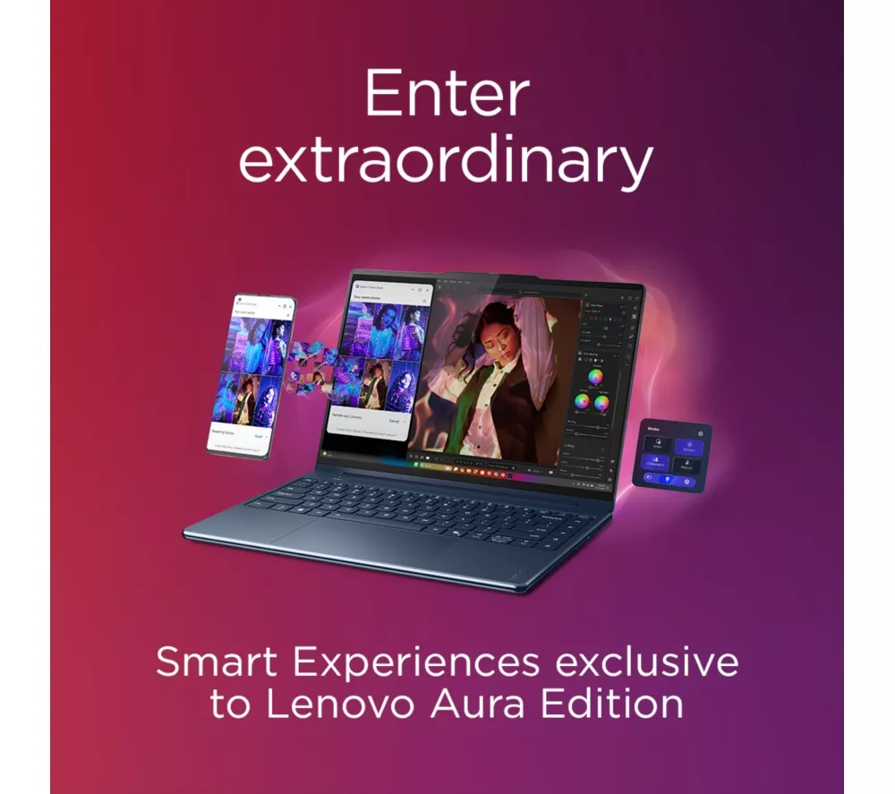 LENOVO Yoga 9 Aura Edition 14" 2 in 1 Laptop, Copilot+ PC - Intel® Core™ Ultra 7, 1 TB SSD, Cosmic Blue