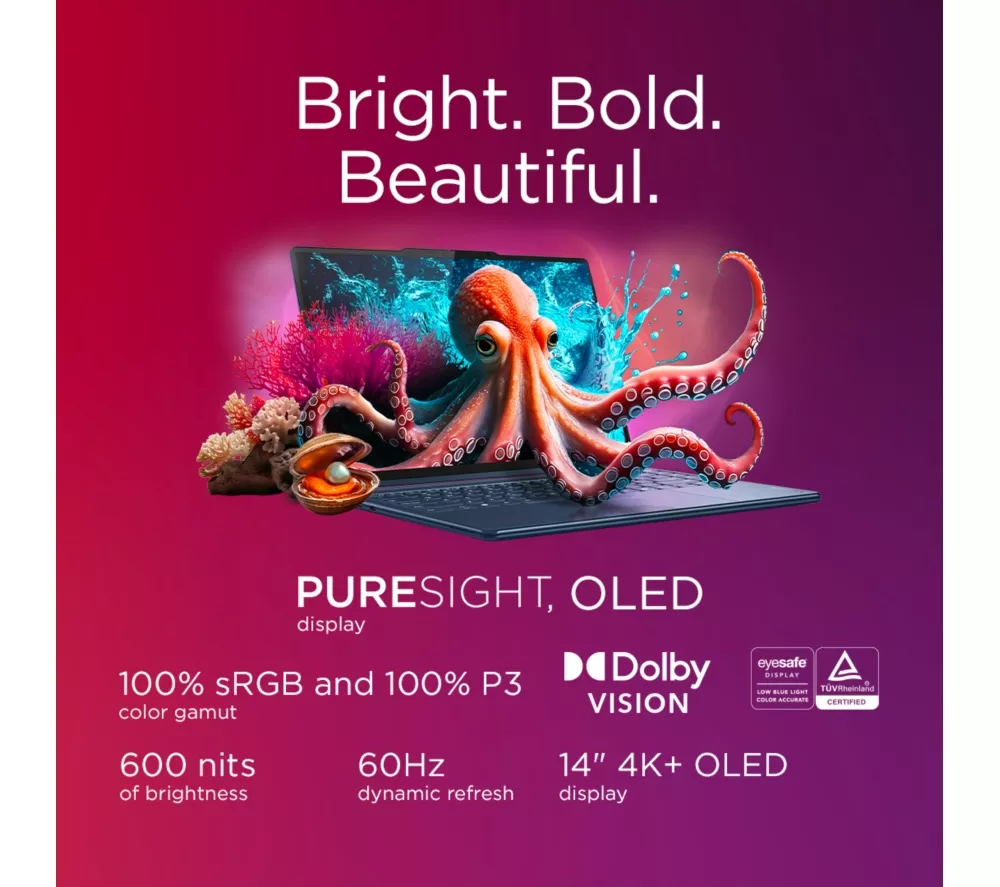 LENOVO Yoga 9 Aura Edition 14" 2 in 1 Laptop, Copilot+ PC - Intel® Core™ Ultra 7, 1 TB SSD, Cosmic Blue