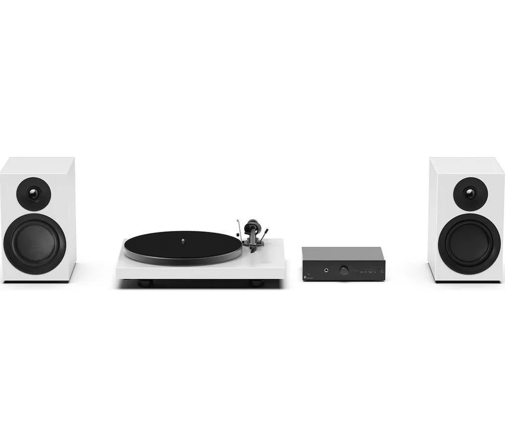 PRO-JECT Colourful Audio Belt Drive Turntable, Stereo Box and Speaker System - Satin White