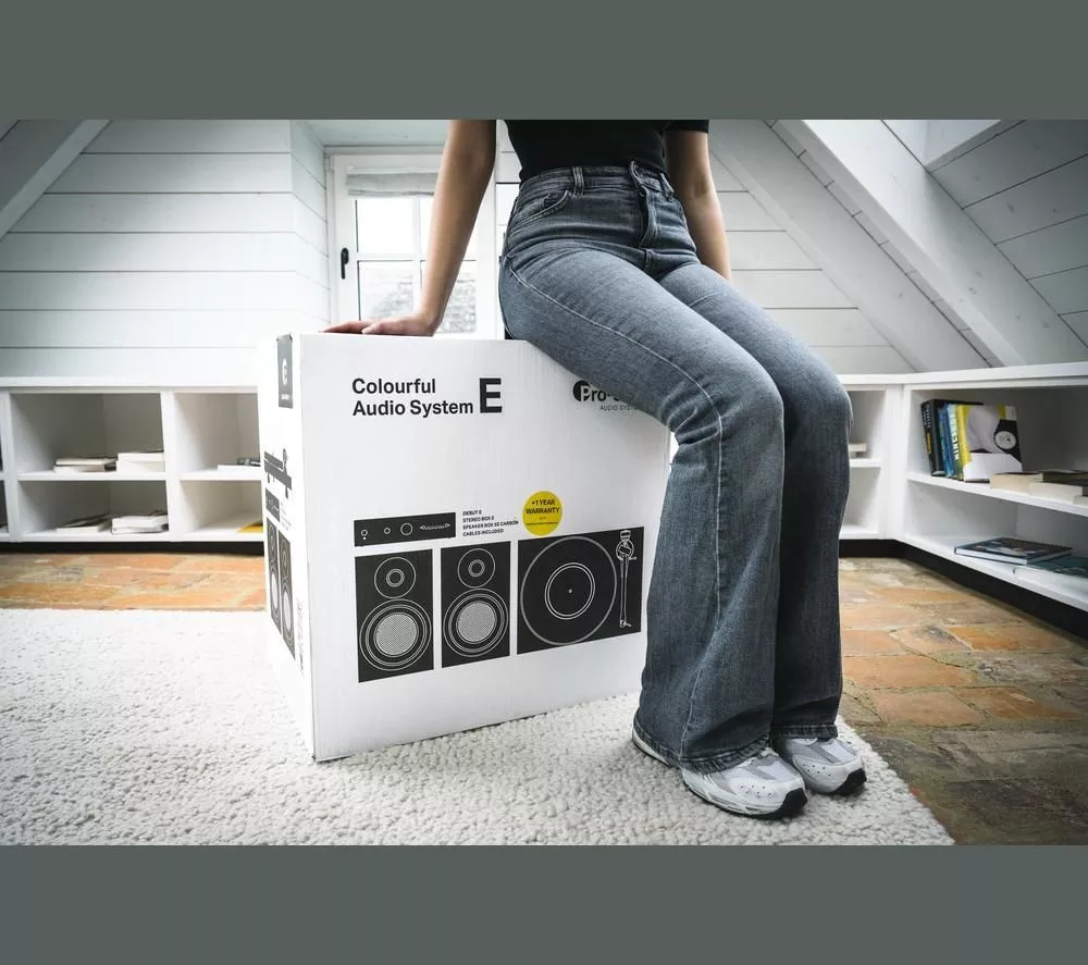PRO-JECT Colourful Audio Belt Drive Turntable, Stereo Box and Speaker System - Satin White