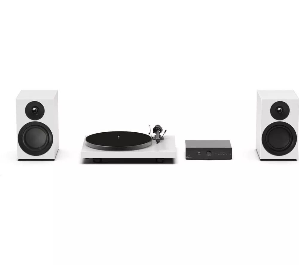 PRO-JECT Colourful Audio Belt Drive Turntable, Stereo Box and Speaker System - Satin White