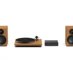 PRO-JECT Colourful Audio Belt Drive Turntable, Stereo Box and Speaker System - Real Wood Walnut