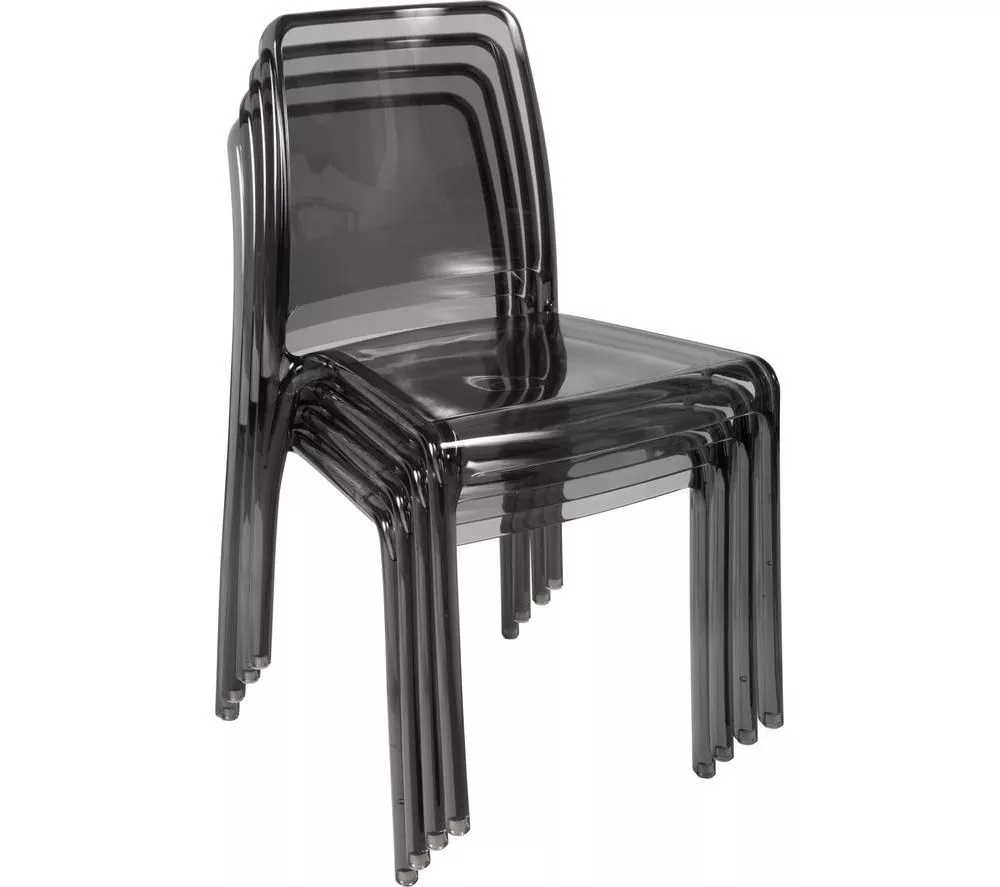 TEKNIK Clarity Polycarbonate Chair - Smoked, Set of 4
