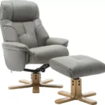 TEKNIK Denver Luxury Leather Reclining Executive Chair with Footstool - Grey