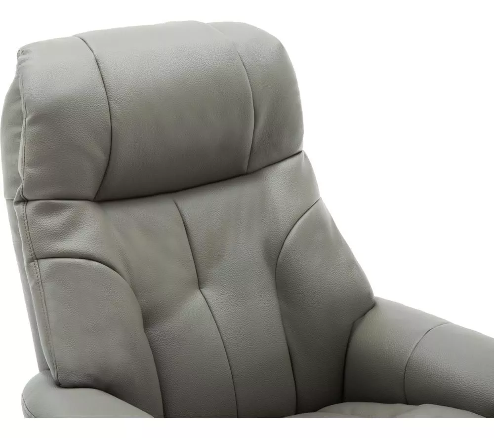 TEKNIK Denver Luxury Leather Reclining Executive Chair with Footstool - Grey