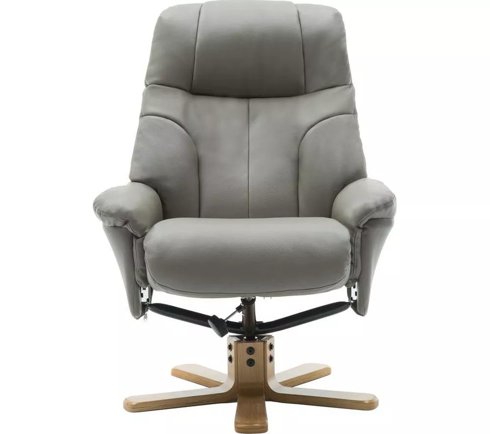 TEKNIK Denver Luxury Leather Reclining Executive Chair with Footstool - Grey