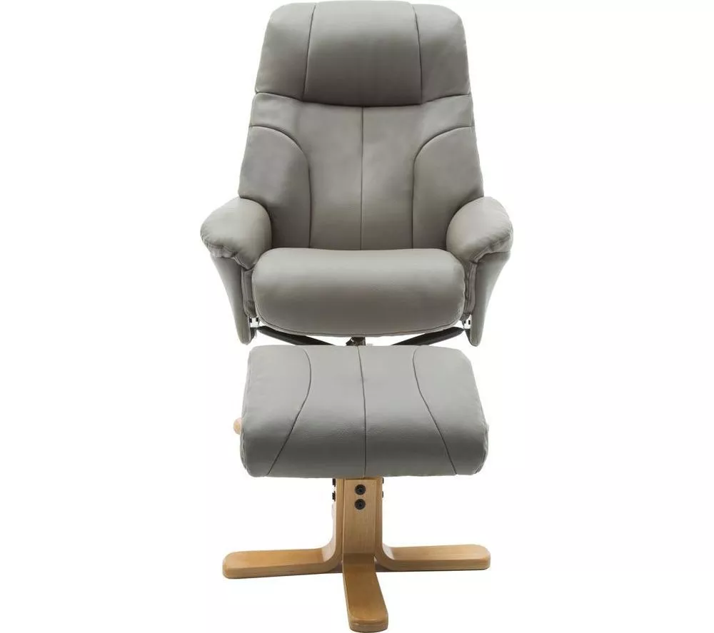TEKNIK Denver Luxury Leather Reclining Executive Chair with Footstool - Grey