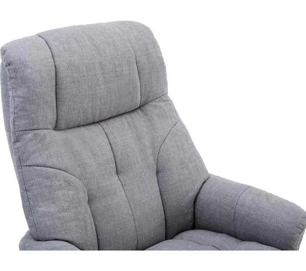 TEKNIK Denver Luxury Fabric Reclining Executive Chair with Footstool - Light Grey