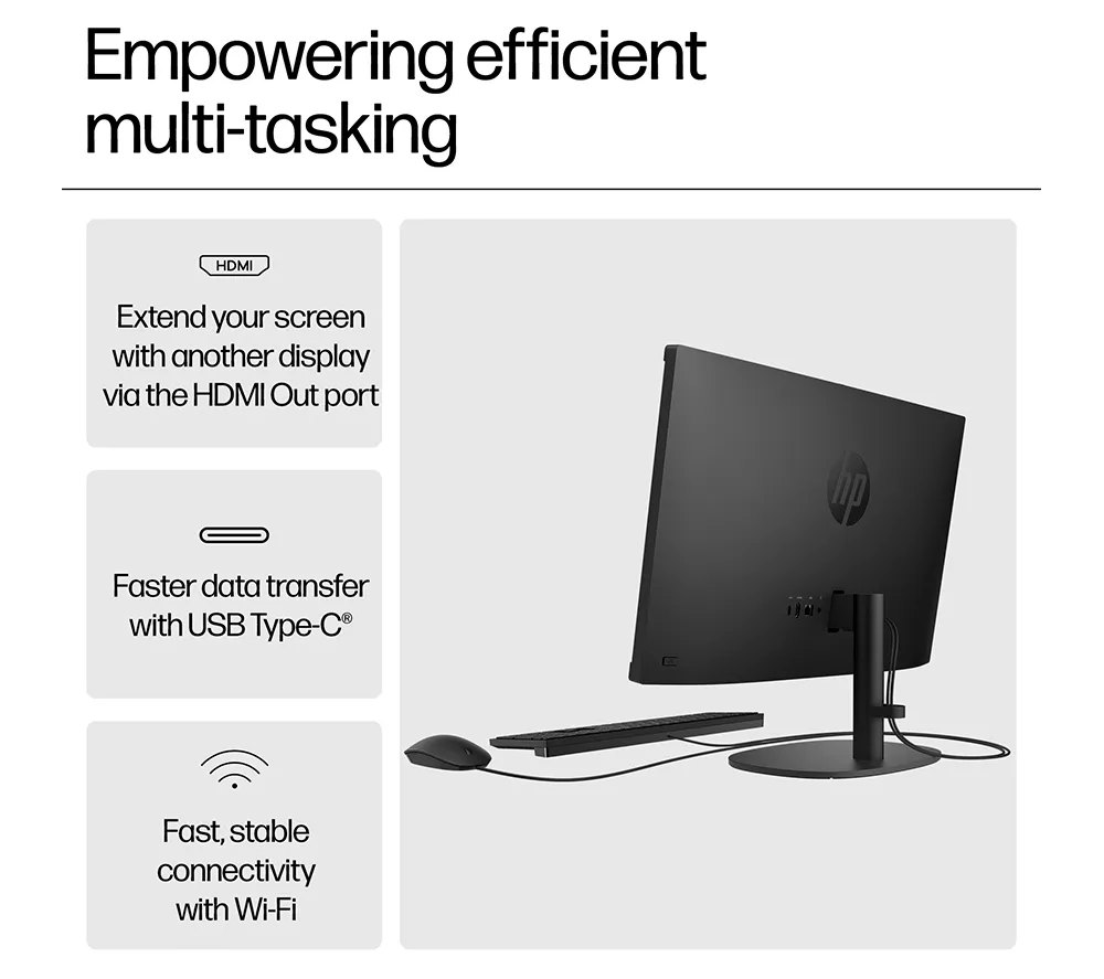 HP 22-dg0003na 21.5" All-in-One PC - Intel® N100, 128 GB UFS, Black