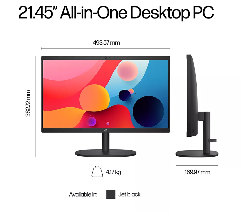 HP 22-dg0003na 21.5" All-in-One PC - Intel® N100, 128 GB UFS, Black
