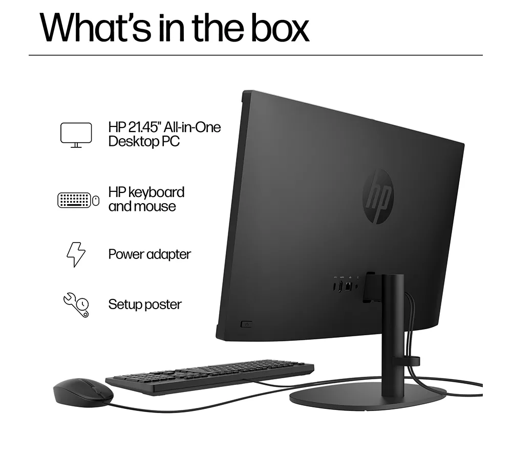 HP 22-dg0003na 21.5" All-in-One PC - Intel® N100, 128 GB UFS, Black