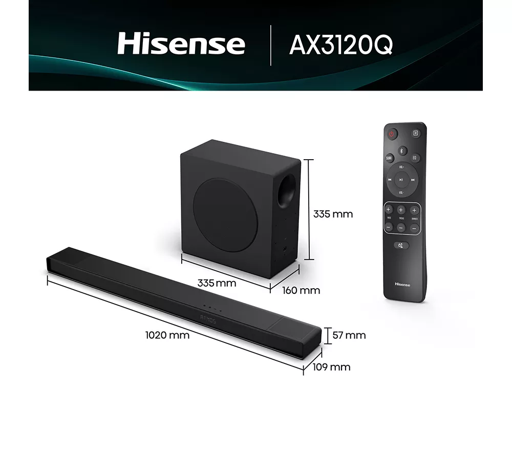 HISENSE AX3120Q 3.1.2 Wireless Sound Bar with Dolby Atmos & DTS Virtual:X