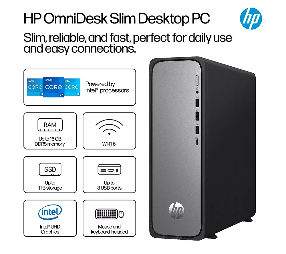 HP OmniDesk Slim S03-0004na Desktop PC - Intel® Core™ i3, 256 GB SSD, Black