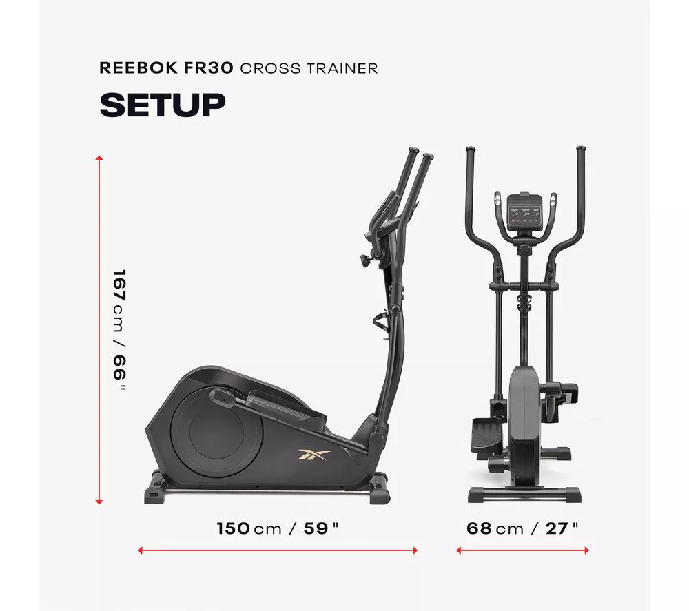 REEBOK FR30 Smart Bluetooth Elliptical Machine - Black & Blue