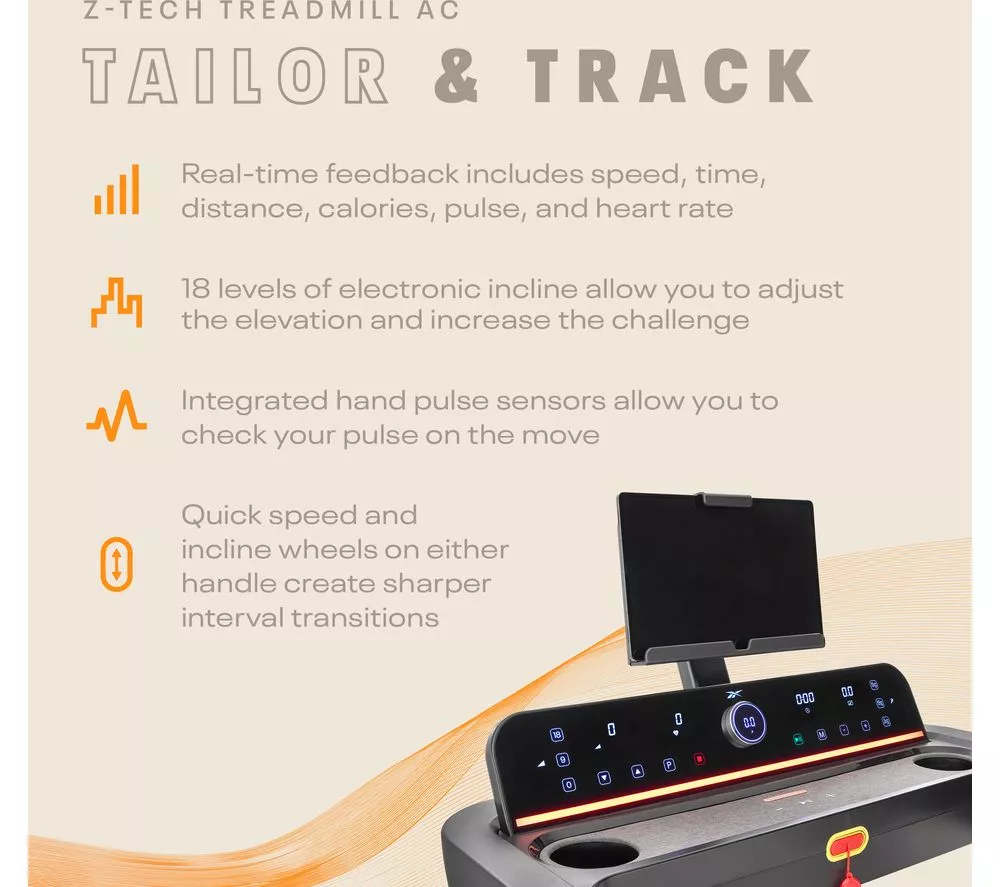 REEBOK Z-Tech AC Smart Bluetooth Treadmill - Black & Silver