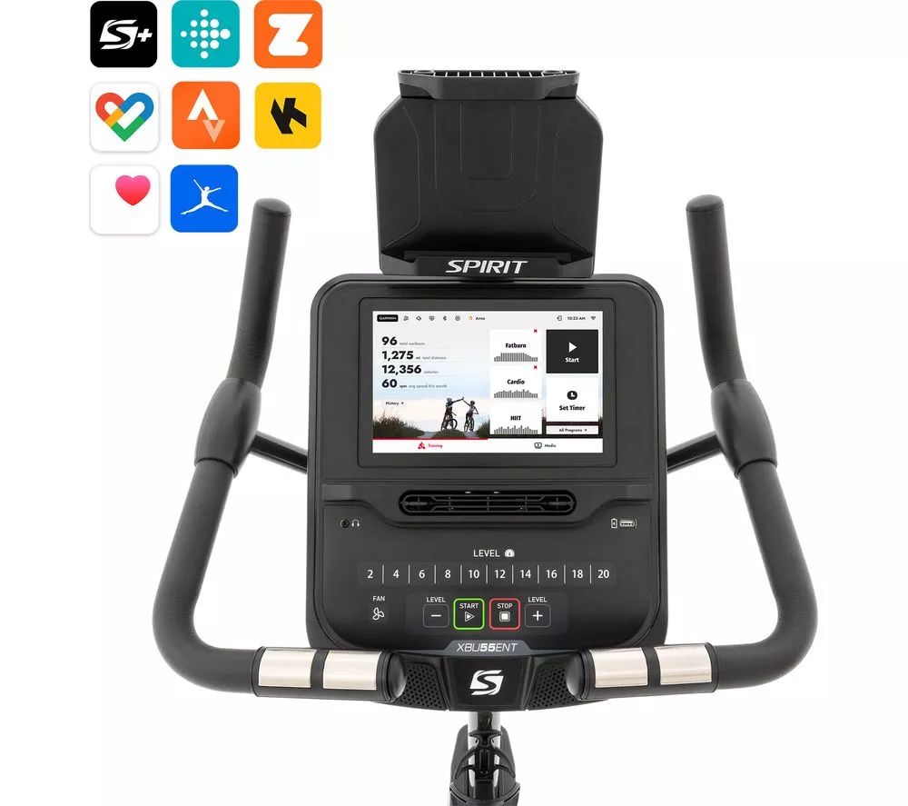SPIRIT XBU55ENT Smart WiFi Upright Exercise Bike - Black