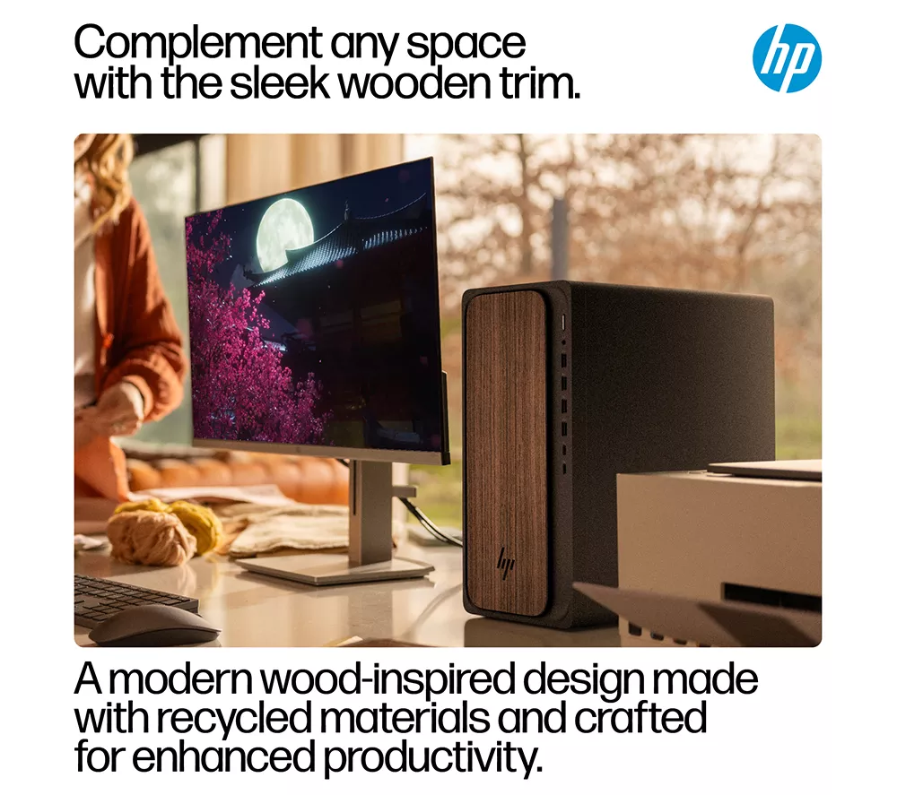 HP OmniDesk M03-0001na AI Desktop PC - Intel® Core™ Ultra 5, 1 TB SSD, Dark Wood