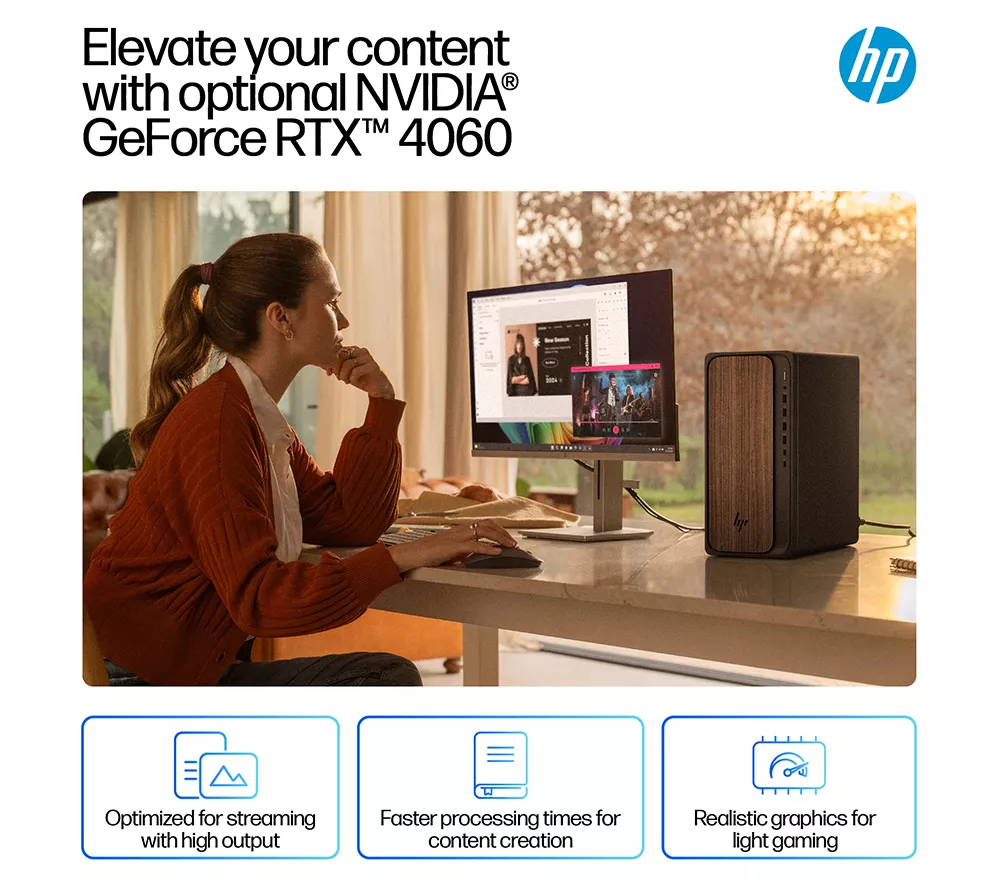HP OmniDesk M03-0001na AI Desktop PC - Intel® Core™ Ultra 5, 1 TB SSD, Dark Wood