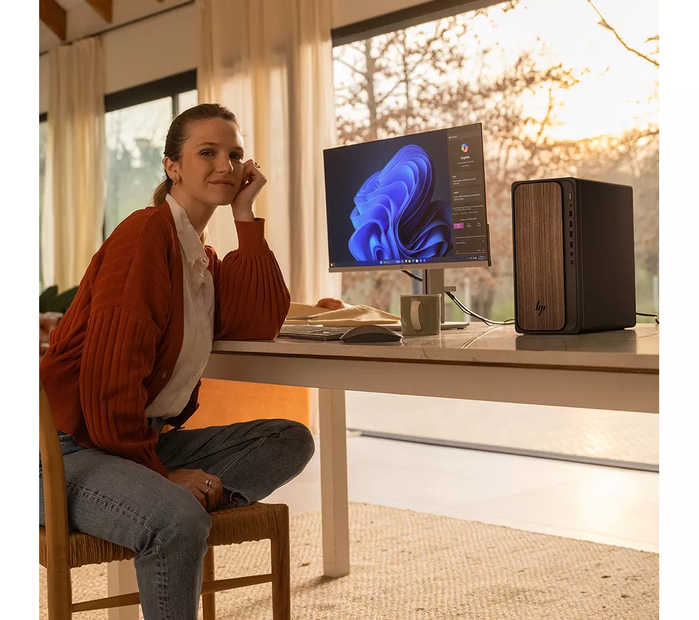 HP OmniDesk M03-0001na AI Desktop PC - Intel® Core™ Ultra 5, 1 TB SSD, Dark Wood
