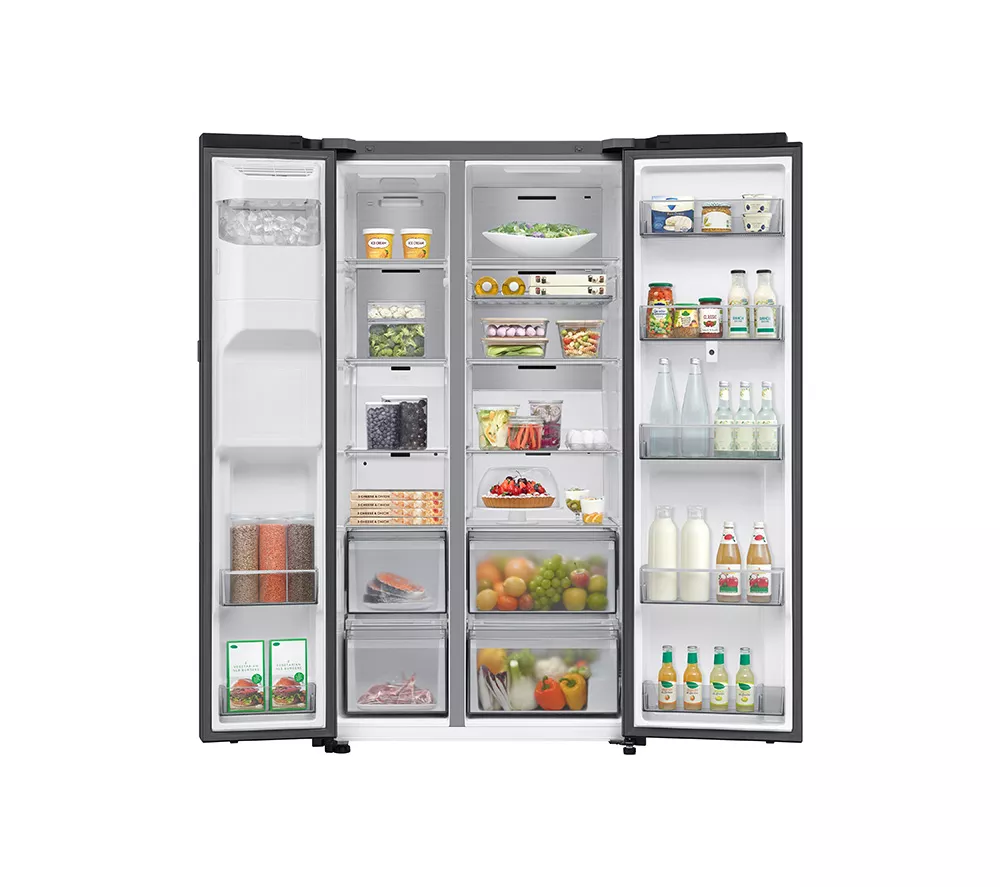 SAMSUNG Bespoke AI Family Hub RS90F66BEFEU American-Style Smart Fridge Freezer with On-device Bixby - Black