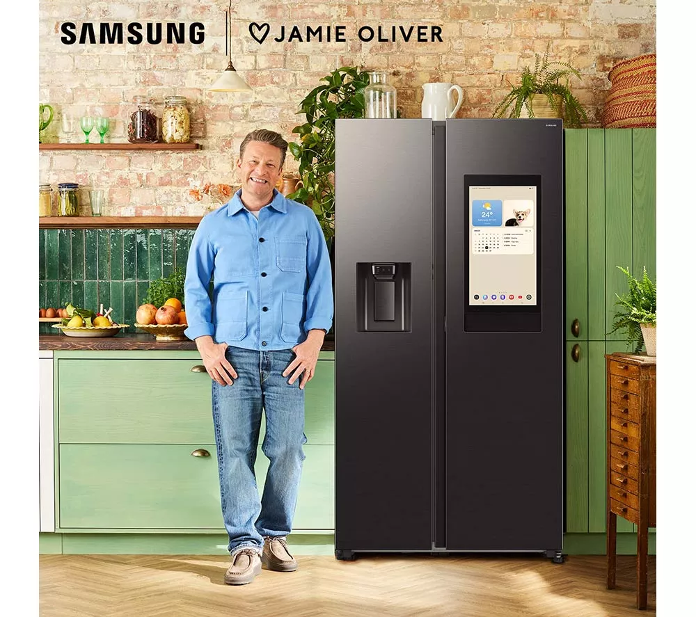 SAMSUNG Bespoke AI Family Hub RS90F66BEFEU American-Style Smart Fridge Freezer with On-device Bixby - Black
