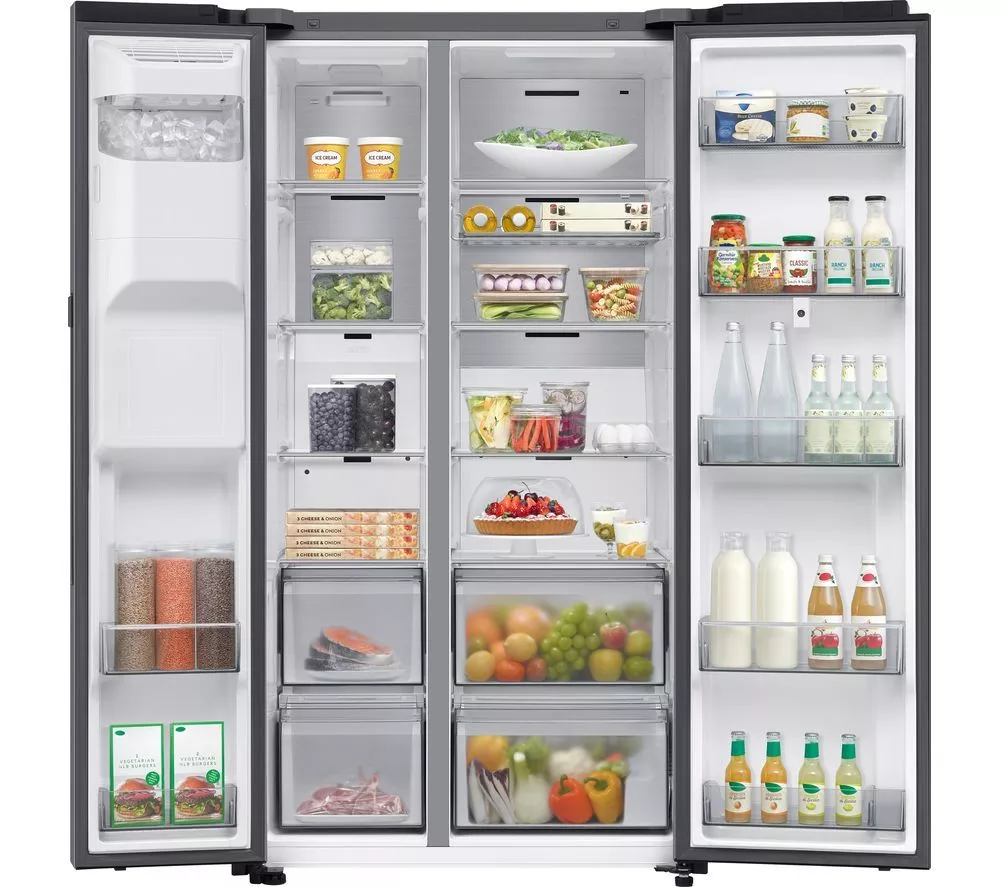 SAMSUNG Bespoke AI Family Hub RS90F66BETEU American-Style Smart Fridge Freezer - Silver