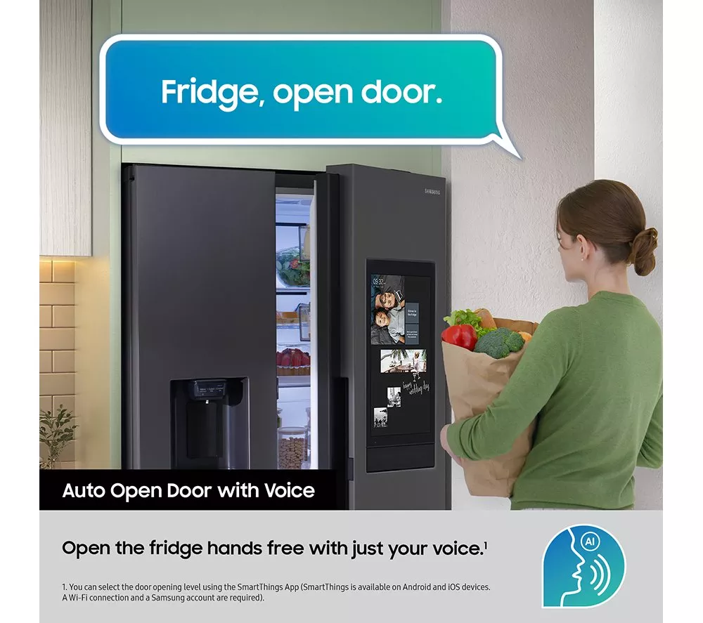 SAMSUNG Bespoke AI Family Hub RS90F66BETEU American-Style Smart Fridge Freezer - Silver