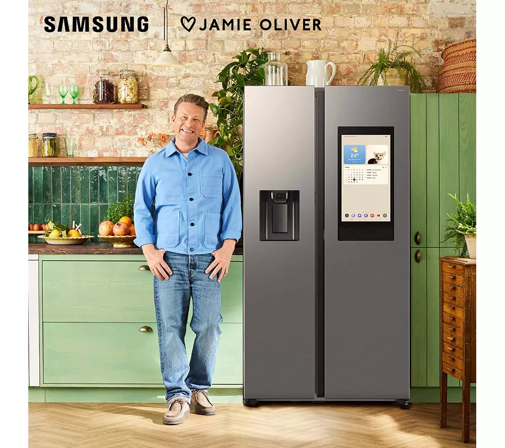 SAMSUNG Bespoke AI Family Hub RS90F66BETEU American-Style Smart Fridge Freezer - Silver