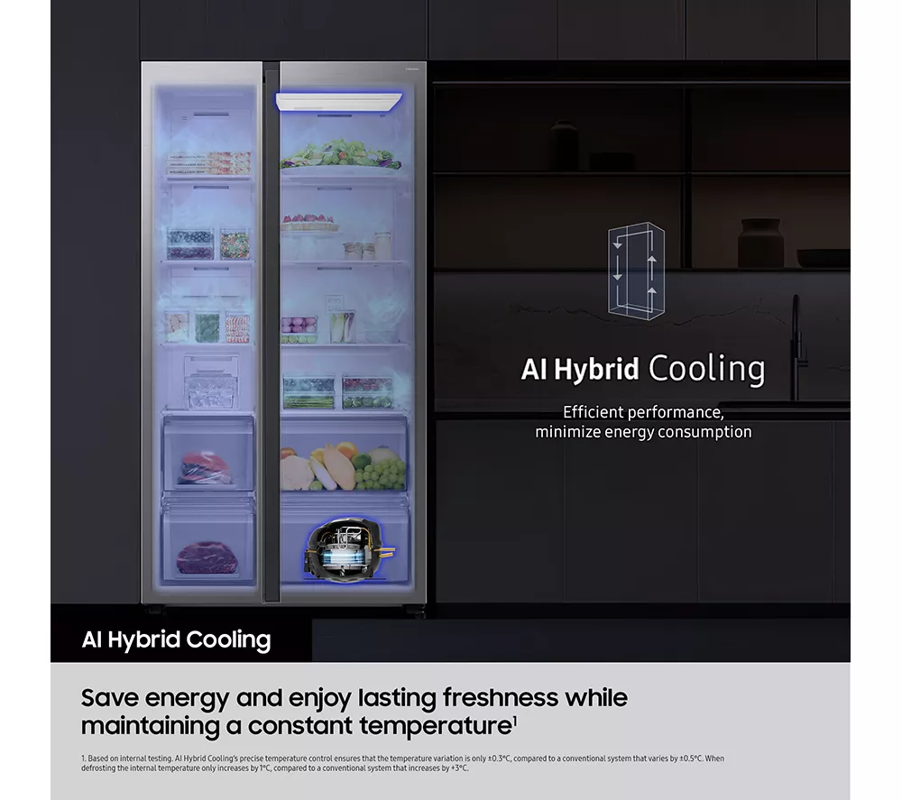 SAMSUNG Bespoke AI Series 8 SpaceMax RM70F67RDREU 669L Smart Fridge Freezer - Stainless Steel