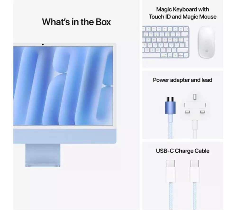 APPLE Refurbished iMac 4.5K 24" (2024) - M4, 512 GB SSD, Blue (Excellent Condition)