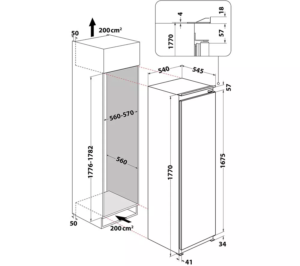 HOTPOINT HTSD184011A1 Integrated Tall Fridge - Sliding Hinge