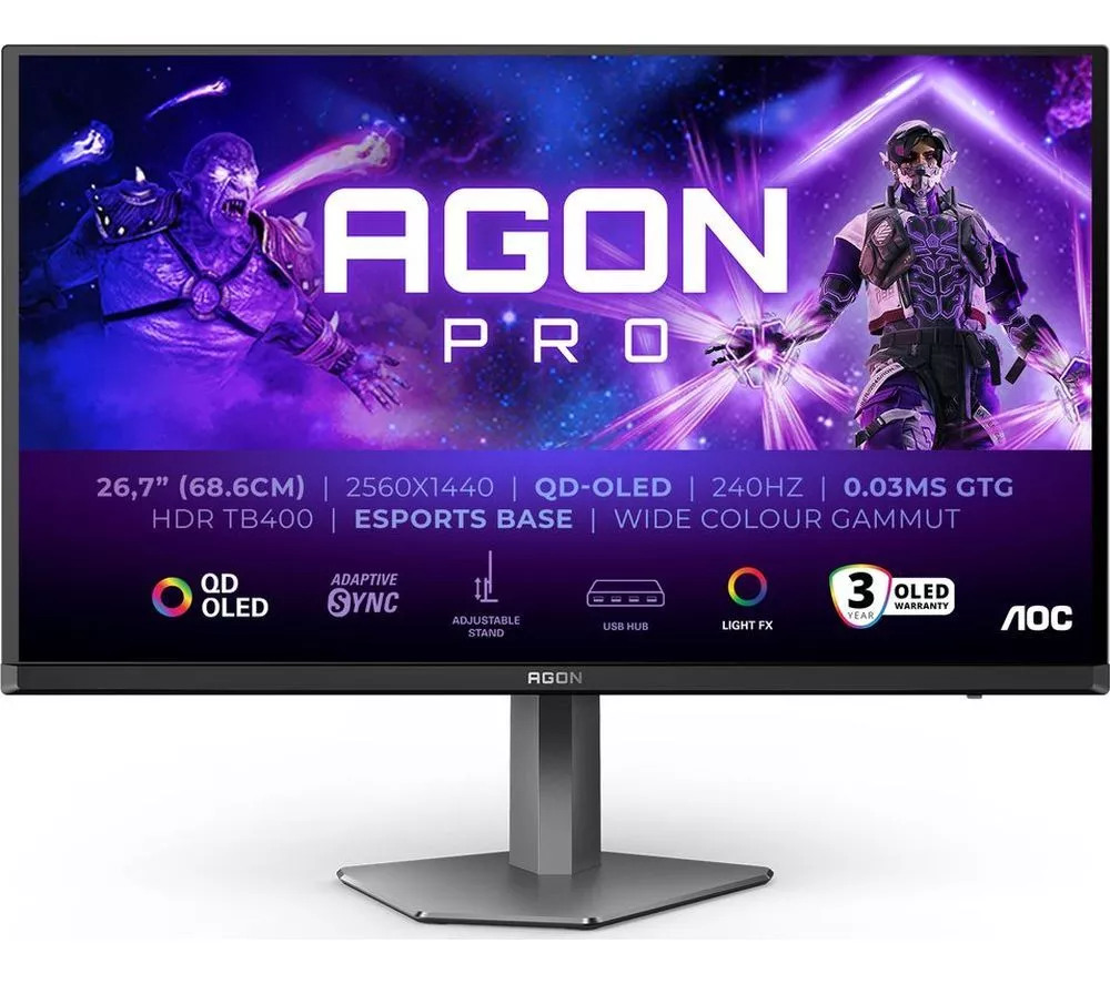 AOC AGON PRO AG276QZD2 Quad HD 27" Quantum Dot OLED Gaming Monitor - Black