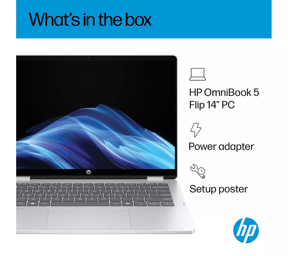 HP OmniBook 5 14" 2 in 1 Laptop - Intel® Core™ i5, 512 GB SSD, Silver