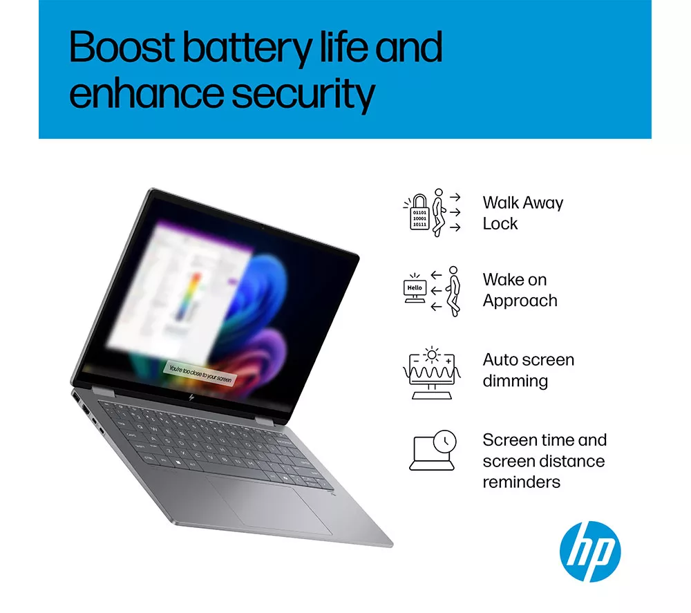 HP OmniBook X Flip NGAI 14" 2 in 1 Laptop - AMD Ryzen AI 7, 1 TB SSD, Meteor Silver