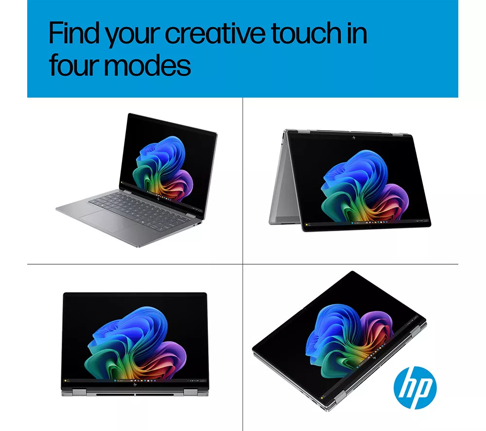 HP OmniBook X Flip NGAI 14" 2 in 1 Laptop - AMD Ryzen AI 7, 1 TB SSD, Meteor Silver