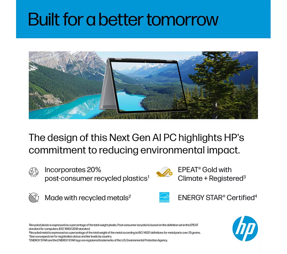 HP OmniBook X Flip NGAI 14" 2 in 1 Laptop - AMD Ryzen AI 7, 1 TB SSD, Meteor Silver