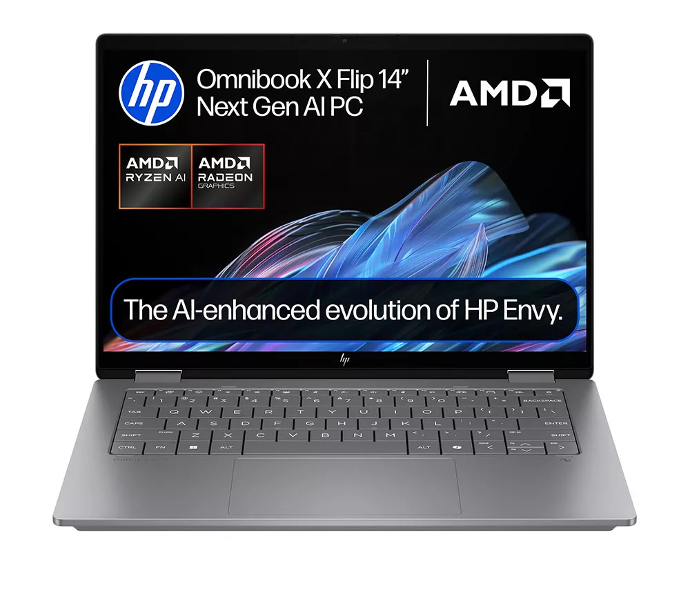 HP OmniBook X Flip NGAI 14" 2 in 1 Laptop - AMD Ryzen AI 7, 1 TB SSD, Meteor Silver